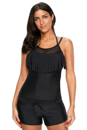 Black Bust Fringe Beach Top