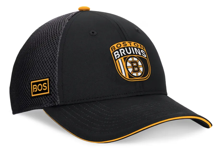 Boston Bruins Fanatics 2024 NHL Draft On Stage Trucker Adjustable Hat - Black