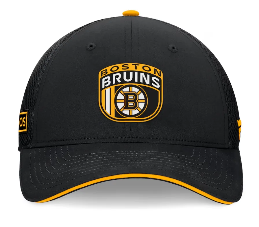 Boston Bruins Fanatics 2024 NHL Draft On Stage Trucker Adjustable Hat - Black