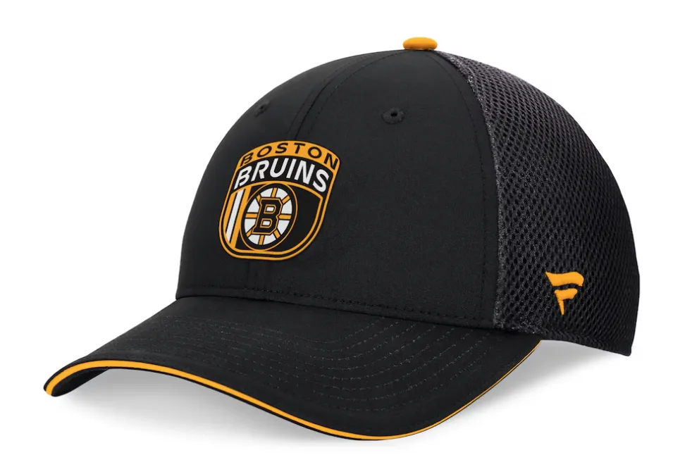 Boston Bruins Fanatics 2024 NHL Draft On Stage Trucker Adjustable Hat - Black