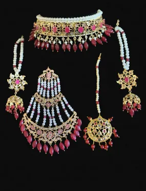 BR114 Insia jadavi lacha bridal set in rubies ( SHIPS IN 4 WEEKS  )