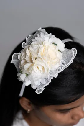 Bridal Ivory Floral Hairpiece with Delicate Lace Accents