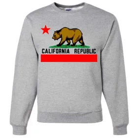 California Republic Borderless Bear Flag Black Text Crewneck Sweatshirt