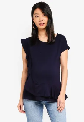 Cap Sleeves Cosette Frill Nursing Top Navy