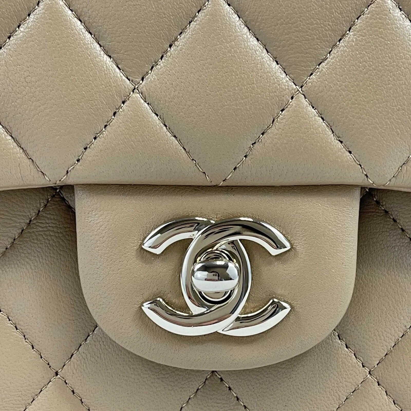 Chanel - New w/ Tags - 22B Classic Double Flap CC Beige Shoulder Bag