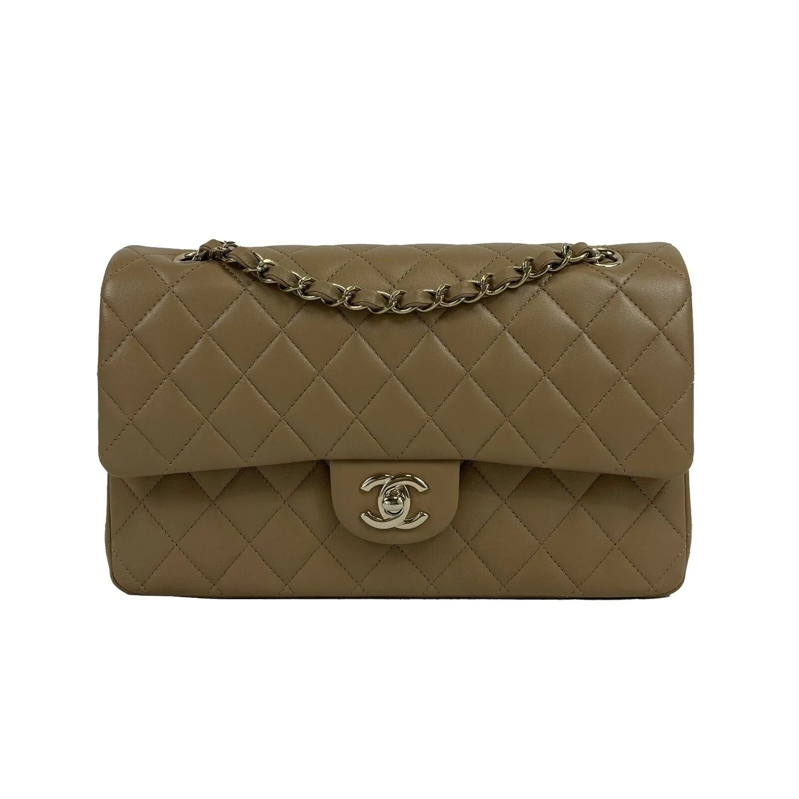 Chanel - New w/ Tags - 22B Classic Double Flap CC Beige Shoulder Bag