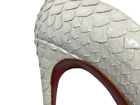 Christian Louboutin Kate 100 Pumps in White Python 38 | 7.5