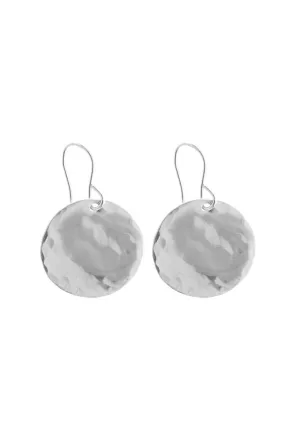 CLASSIC MEDIUM HAMMERED DISC EARRING SILVER