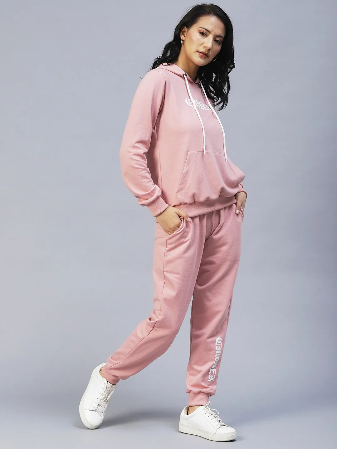 Cotton Terry Printed Hooded Tracksuit