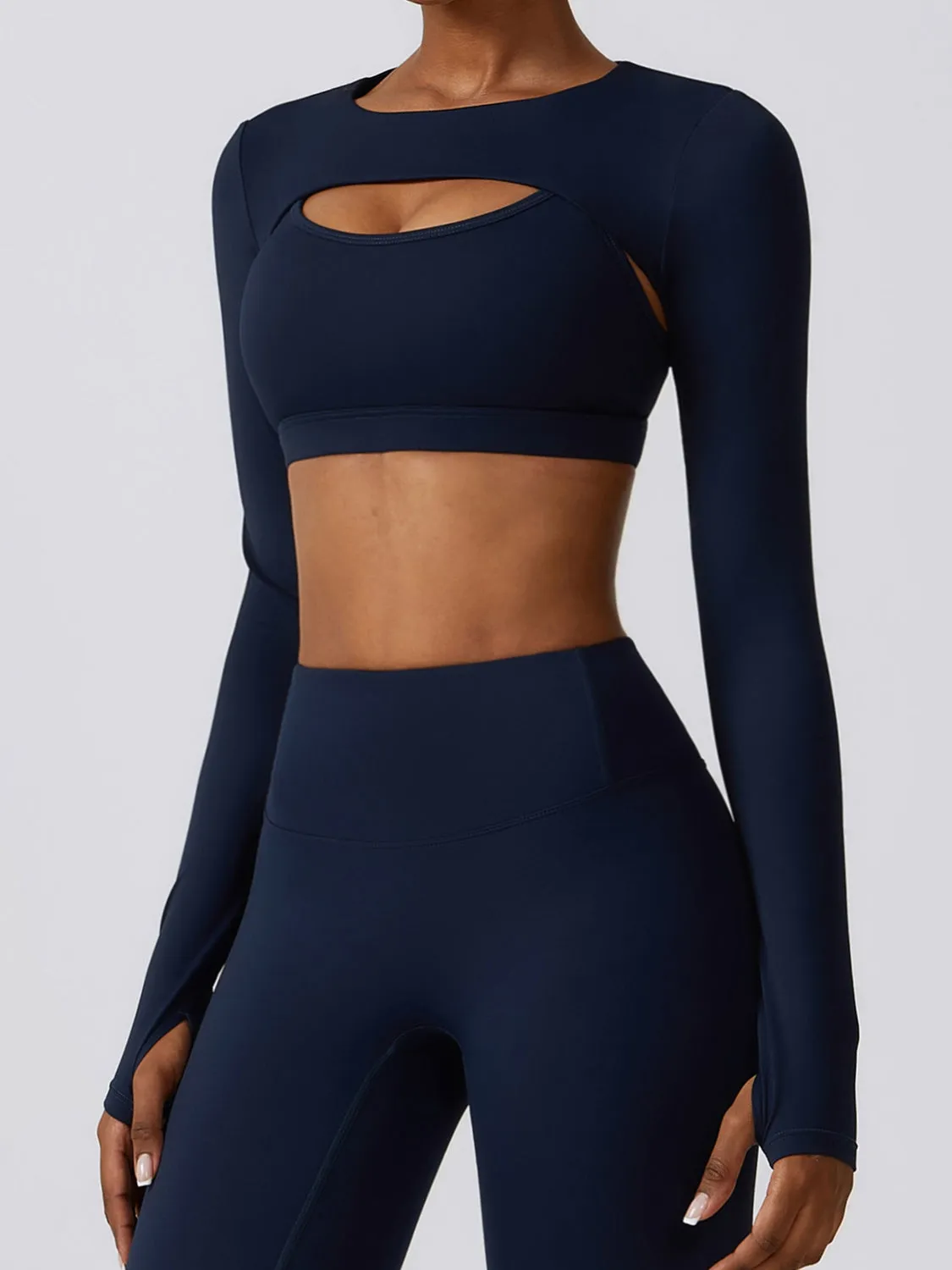 Cropped Cutout Long Sleeve Sports Top