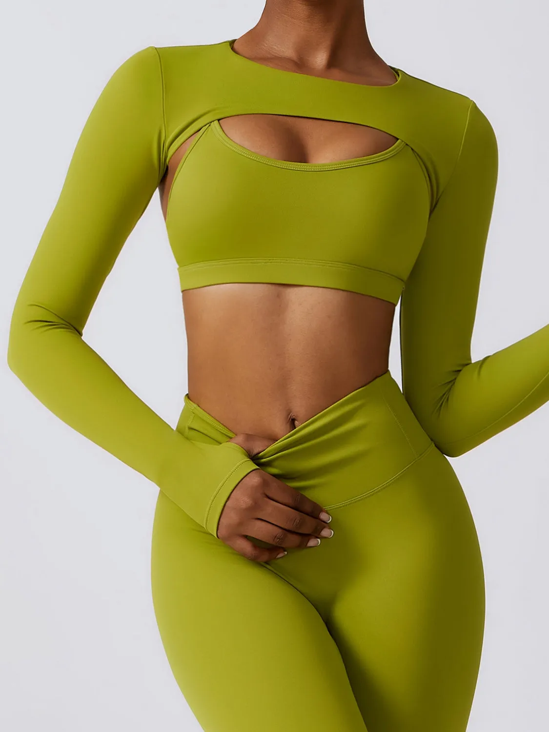 Cropped Cutout Long Sleeve Sports Top