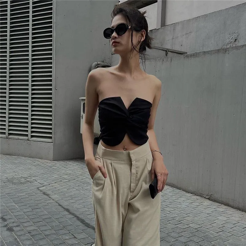 Cute Twist Front Tube Top Strapless Bandeaus