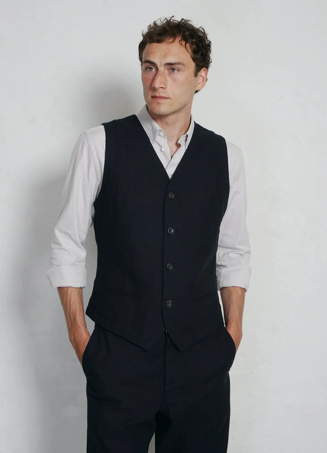 DANIEL | Classic Waistcoat | Indigo Herringbone