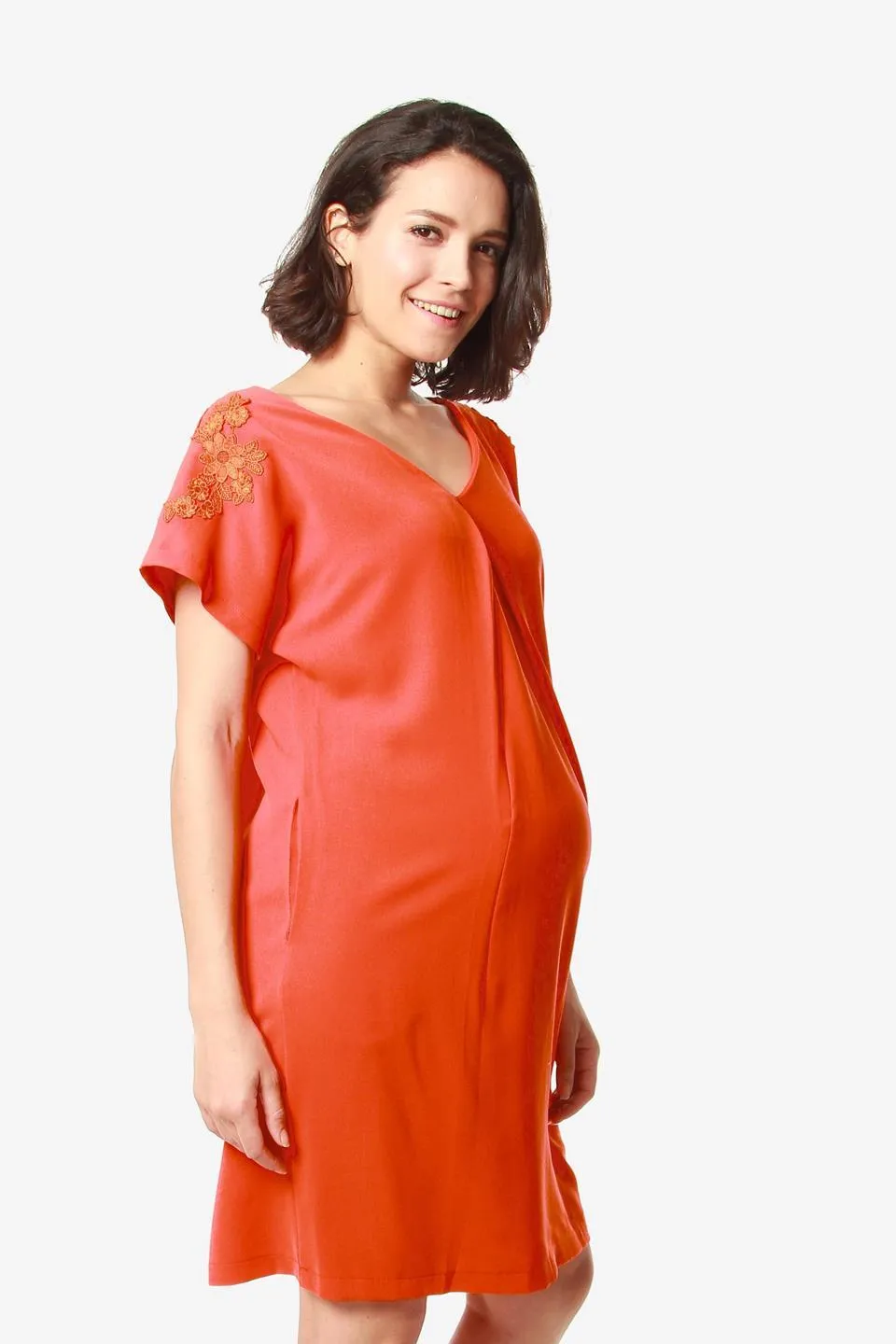 Dollie Maternity Dress Tangerine