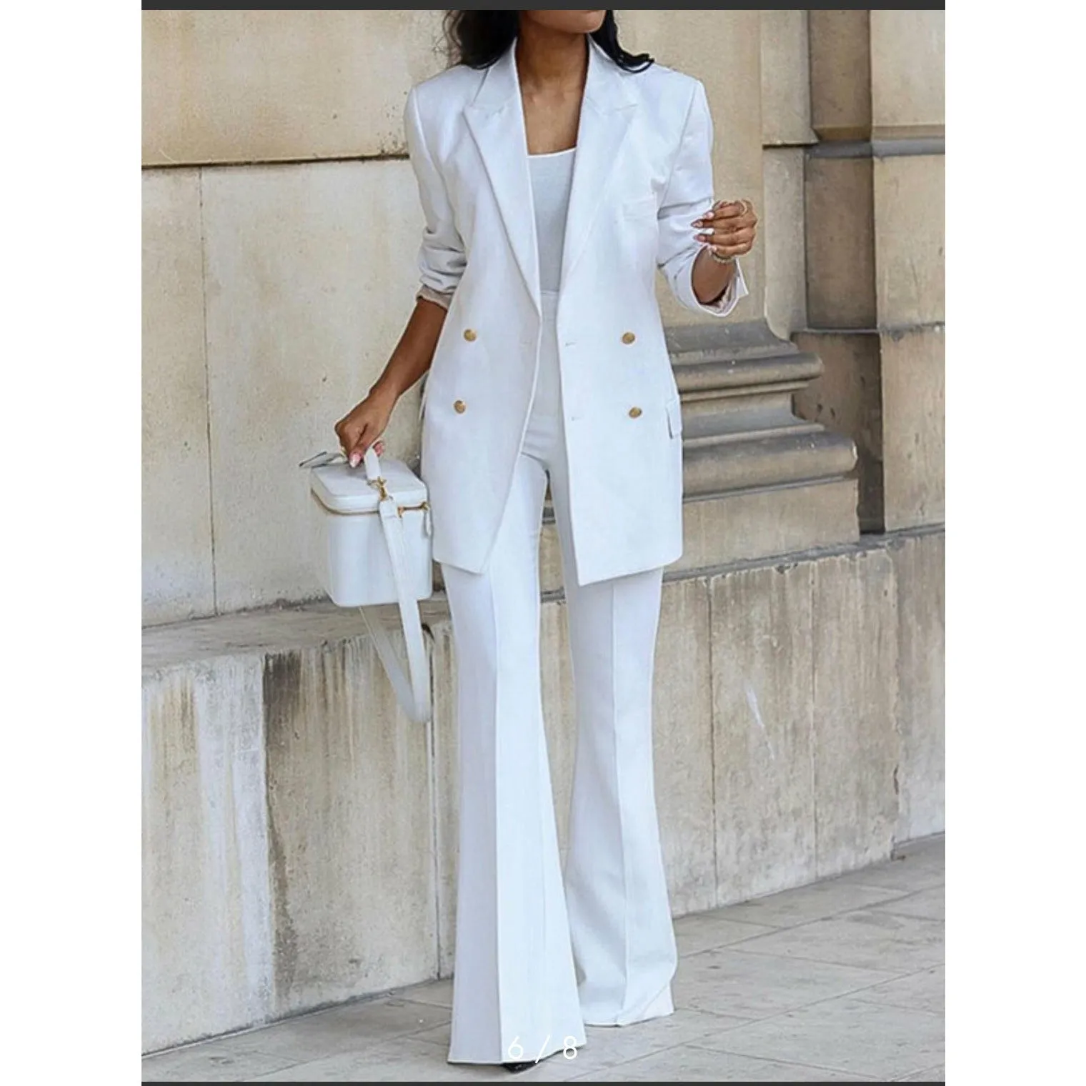 Double Breasted Blazers and Straight Flare Pants Suit