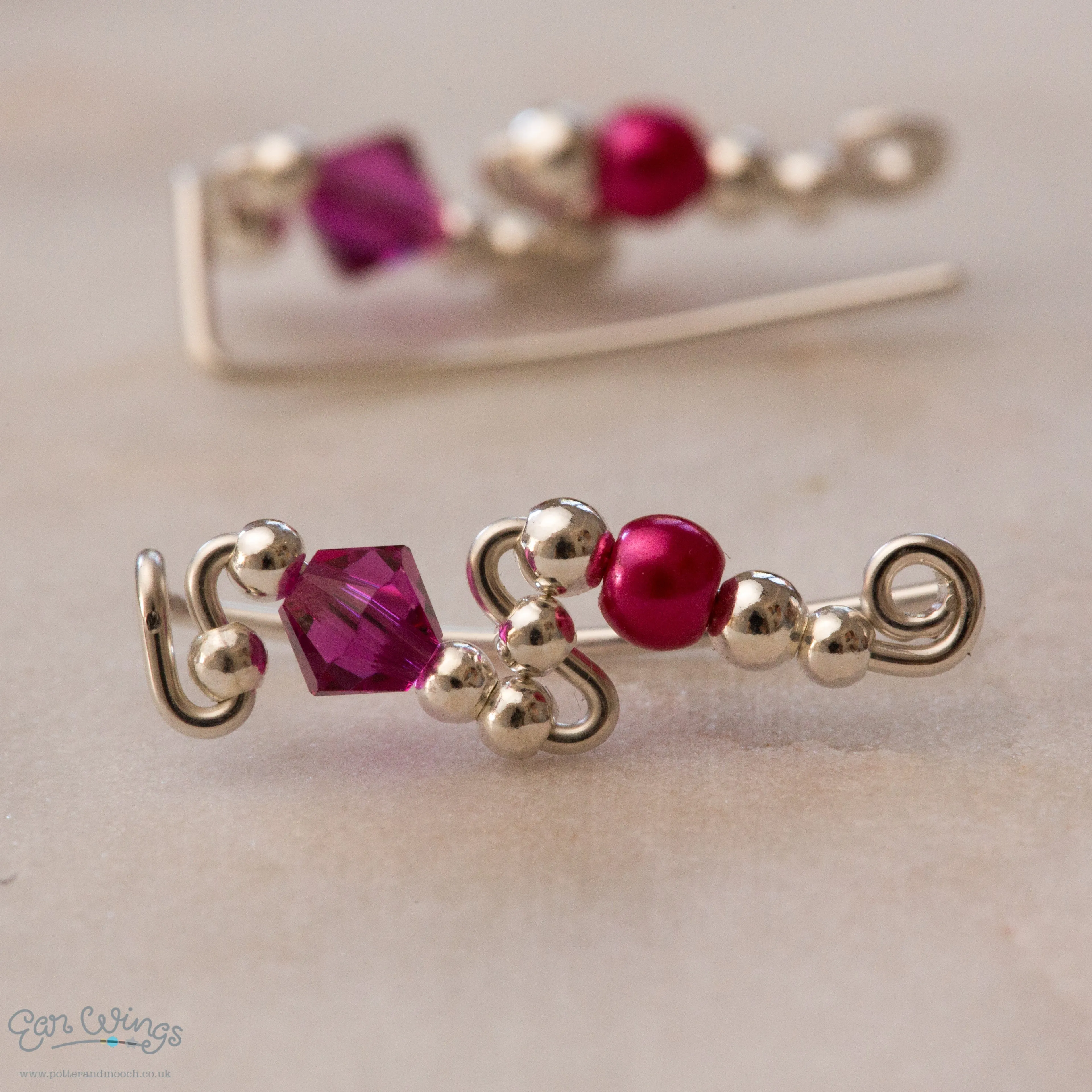 Ear Wings Fuchsia Sterling Silver