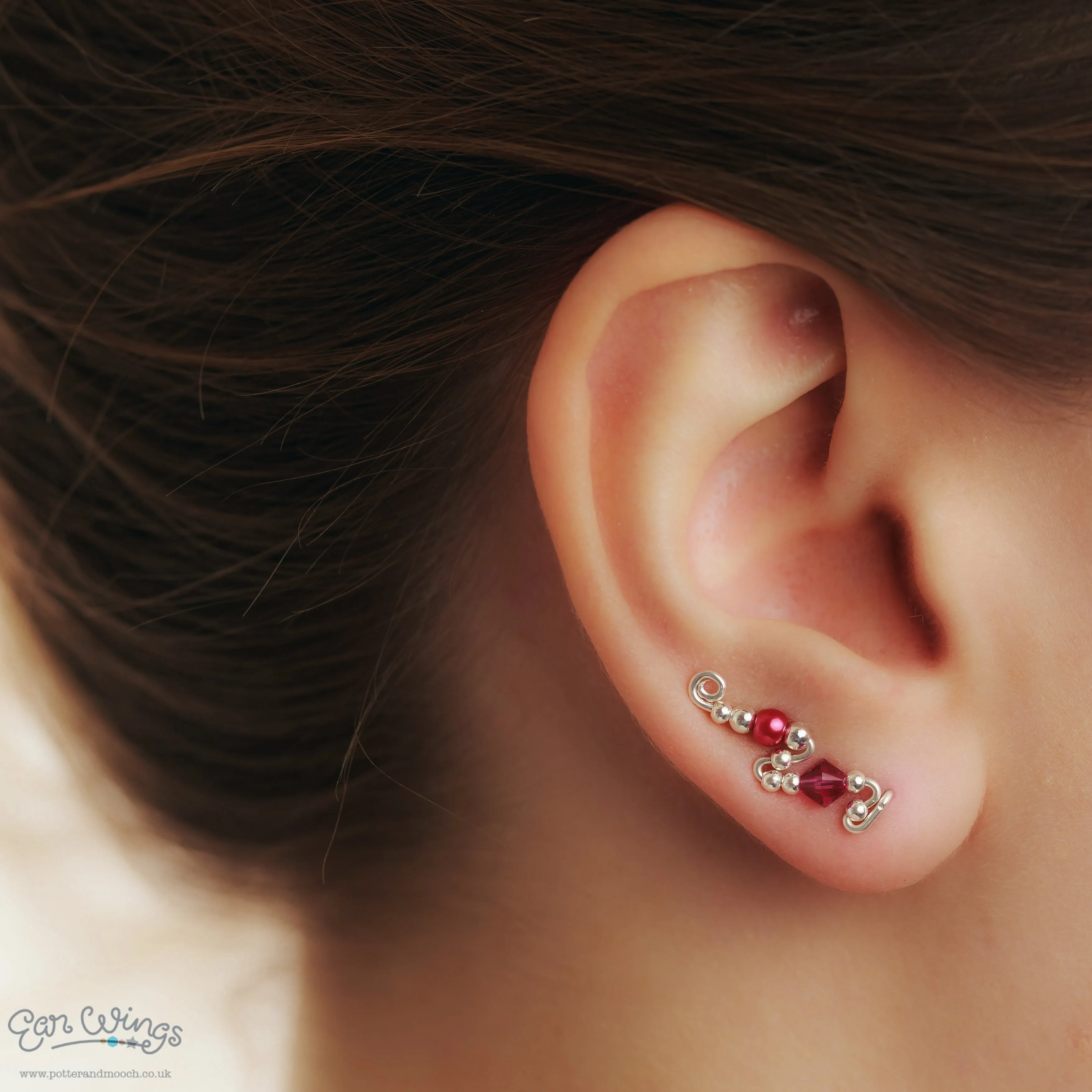 Ear Wings Fuchsia Sterling Silver