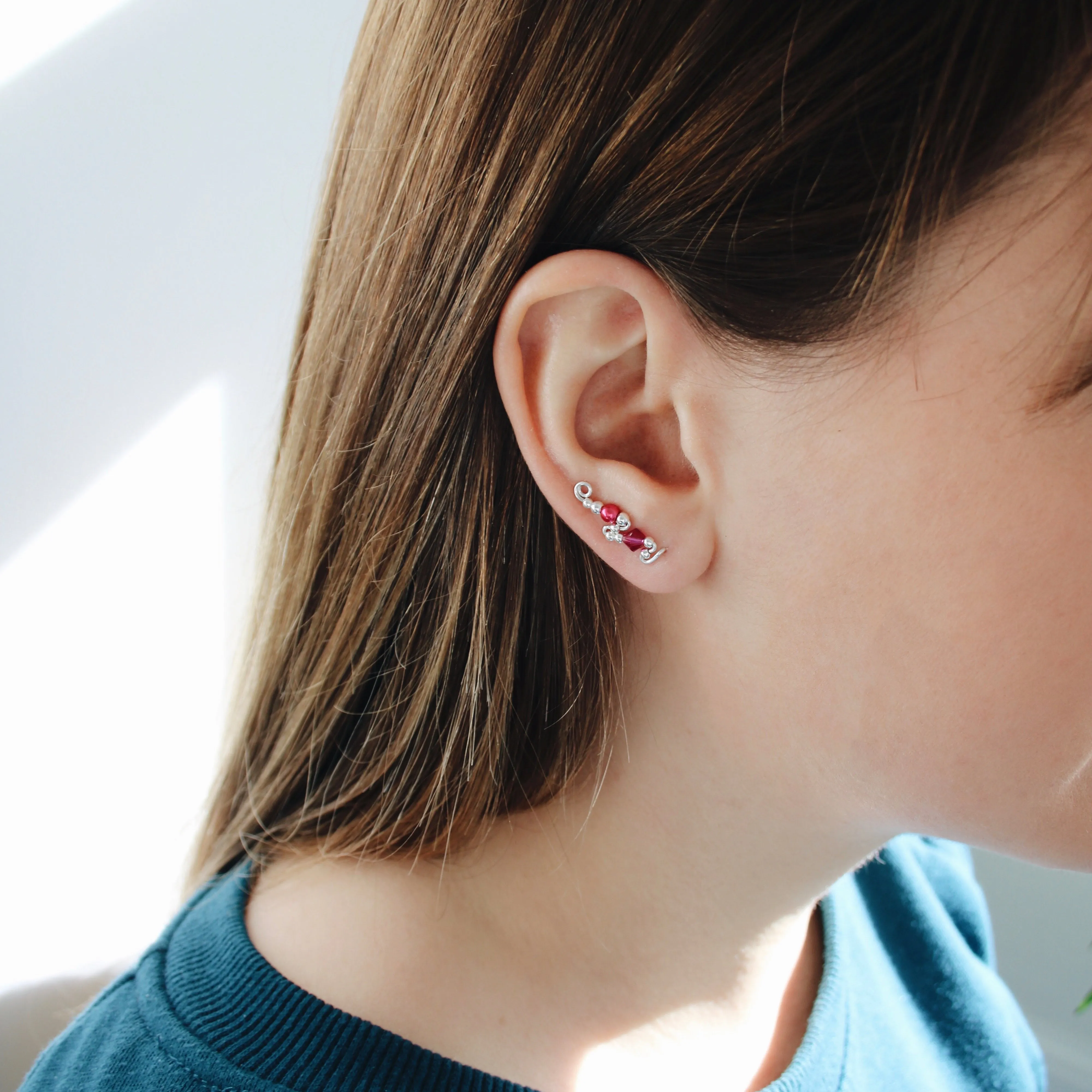 Ear Wings Fuchsia Sterling Silver