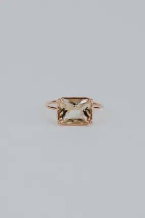 Emerald Cut Sunstone Ring - 14K Rose Gold