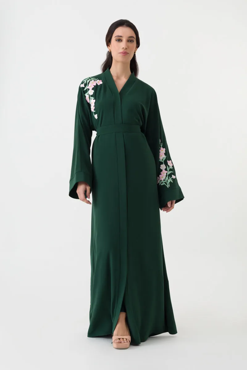 Emerald Green Floral Abaya