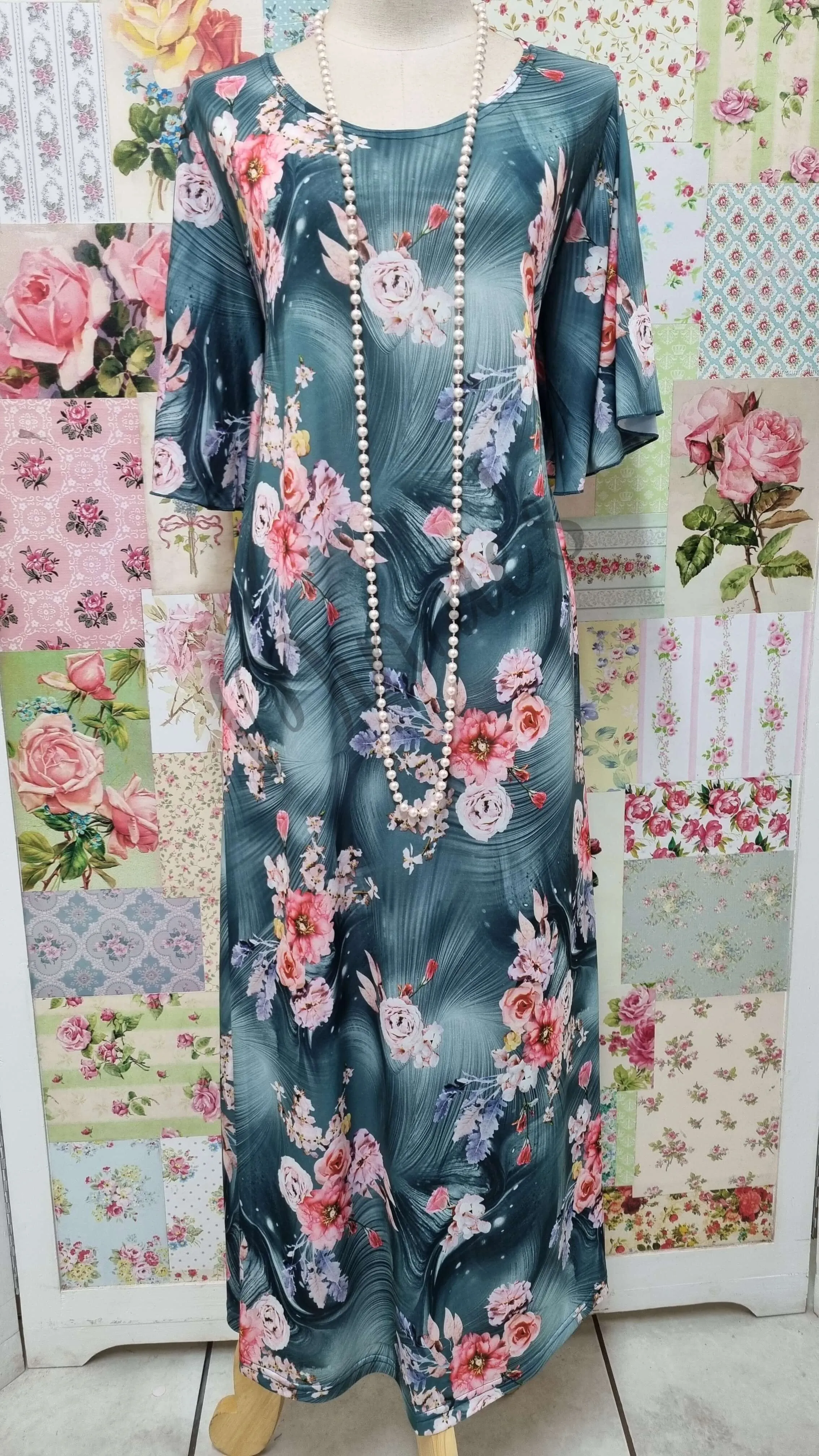 Emerald Green Floral Dress SH0116