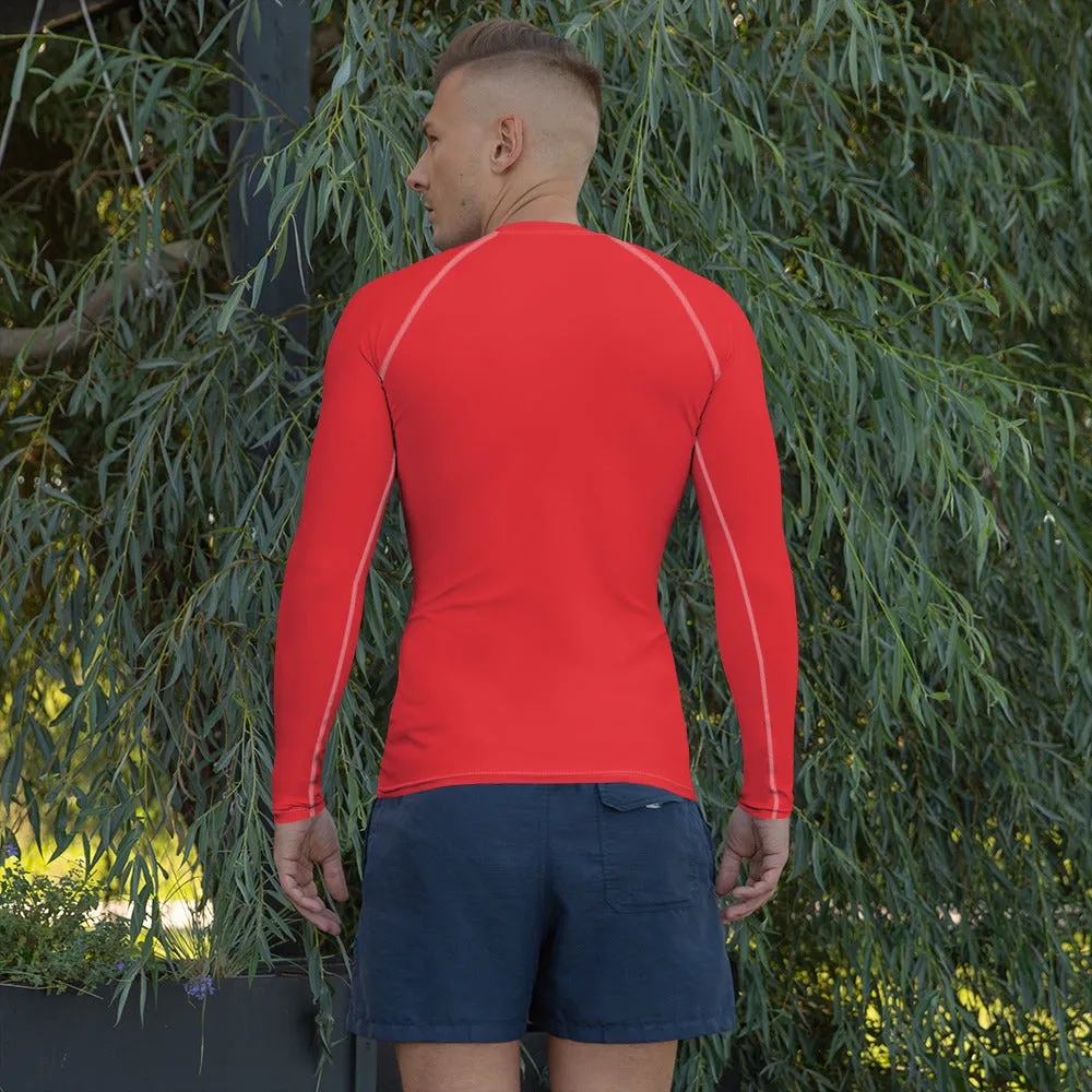 Everyday Essentials: Men's Solid Color Long Sleeve Rash Guard - Scarlet