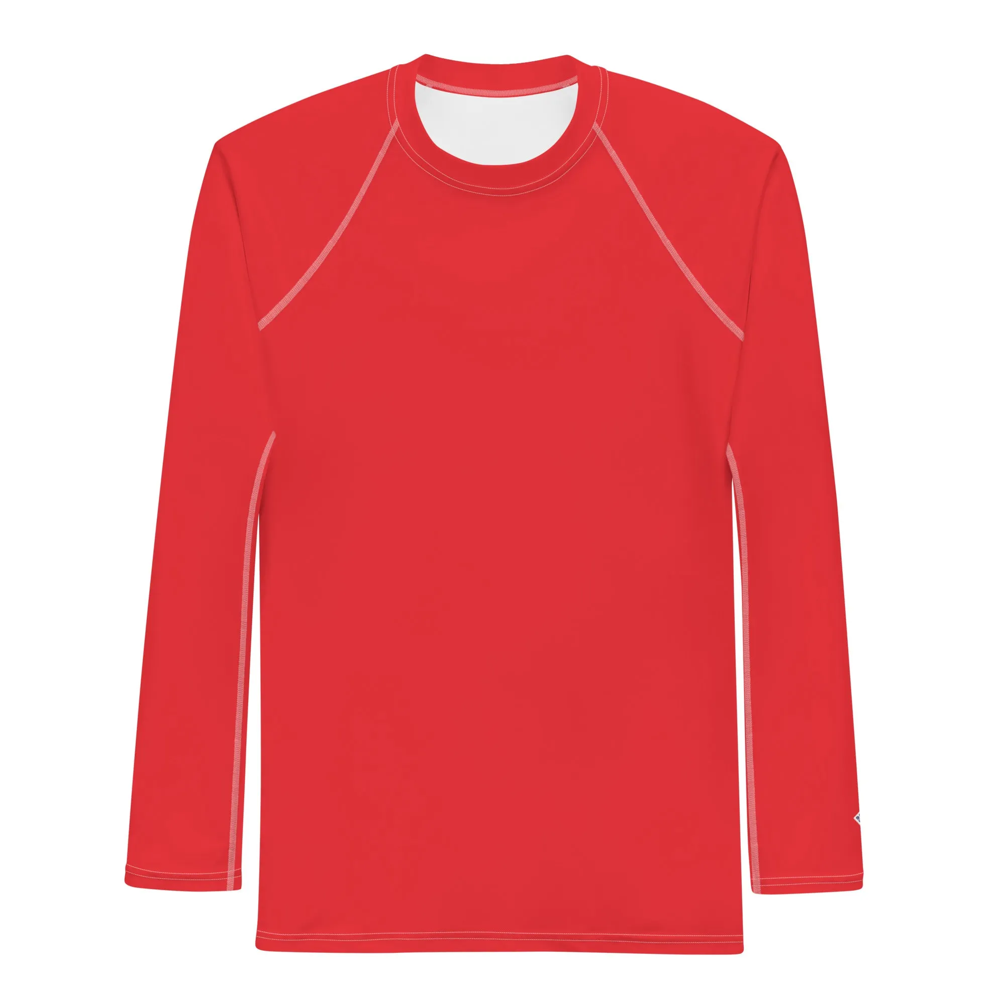 Everyday Essentials: Men's Solid Color Long Sleeve Rash Guard - Scarlet