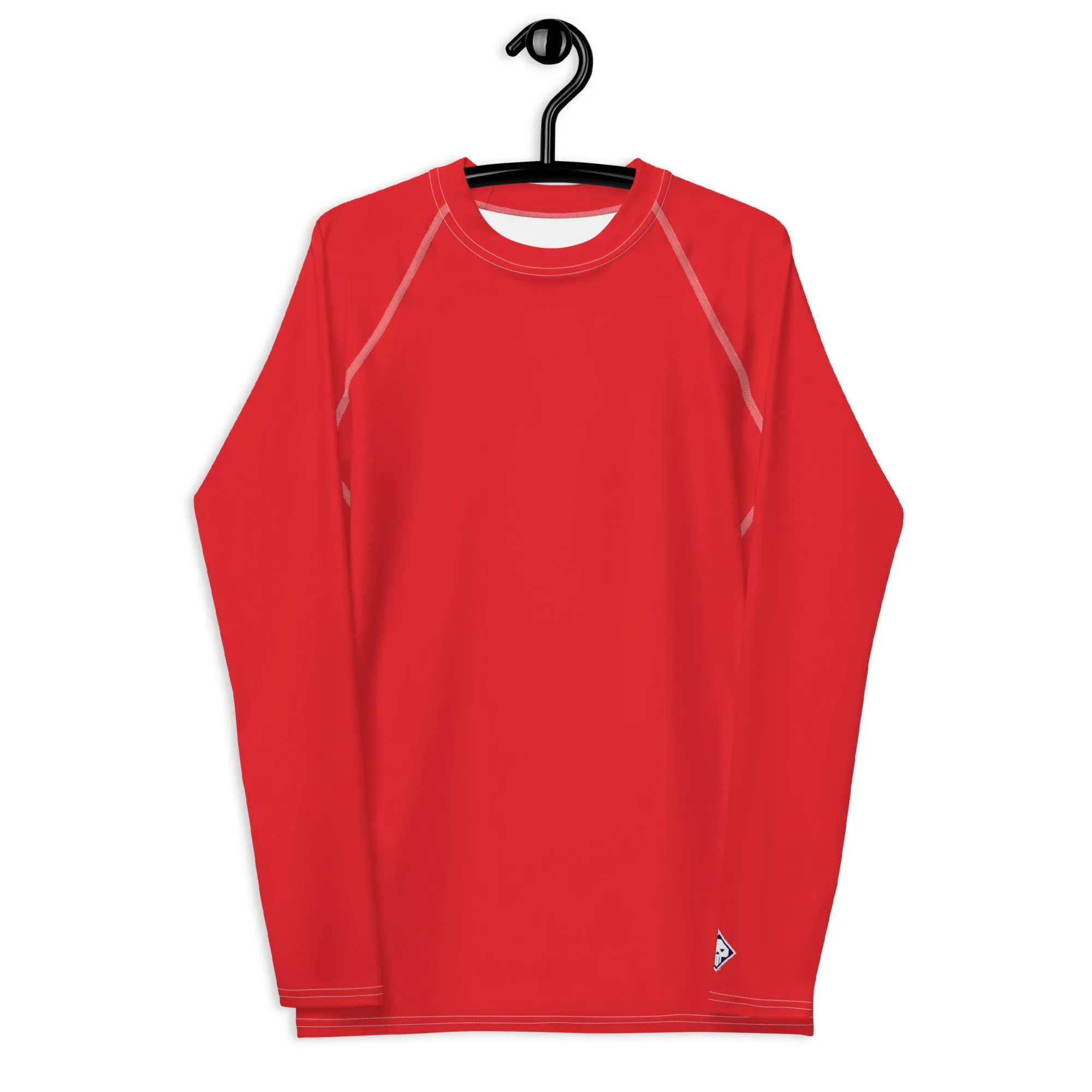 Everyday Essentials: Men's Solid Color Long Sleeve Rash Guard - Scarlet