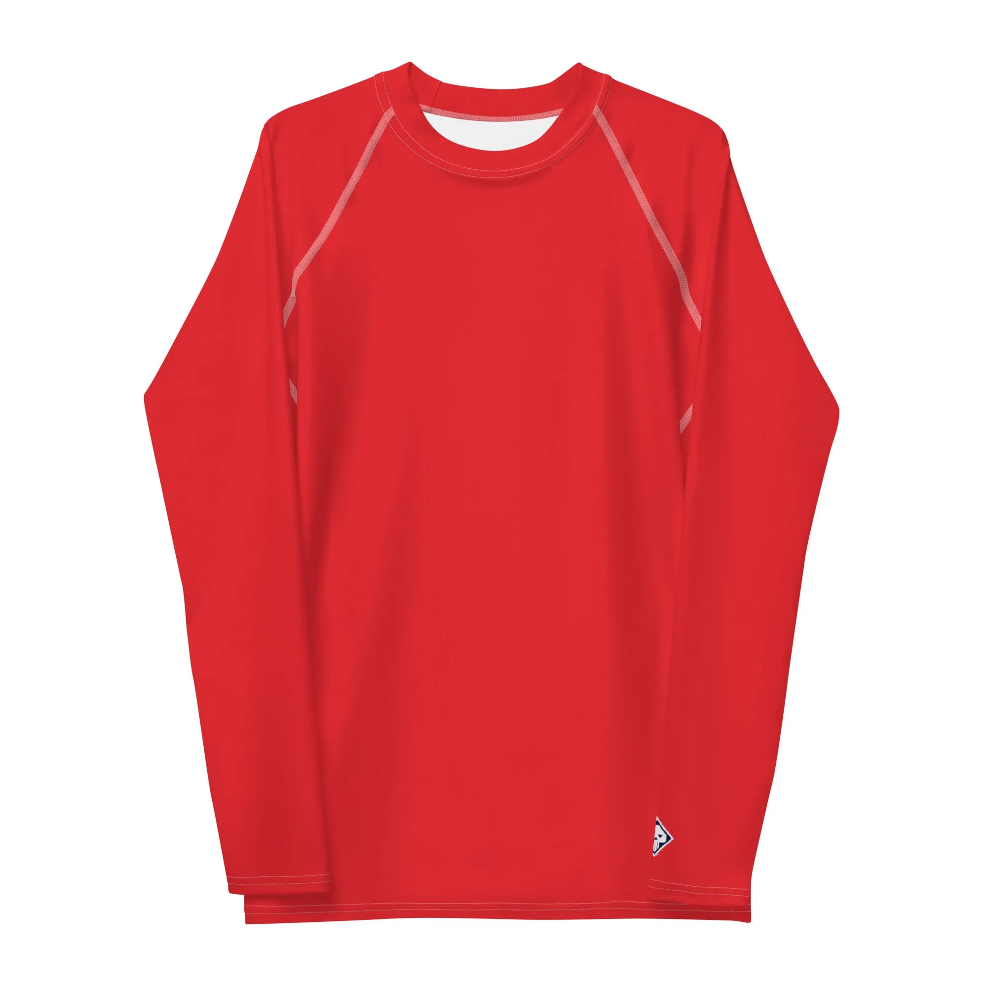 Everyday Essentials: Men's Solid Color Long Sleeve Rash Guard - Scarlet