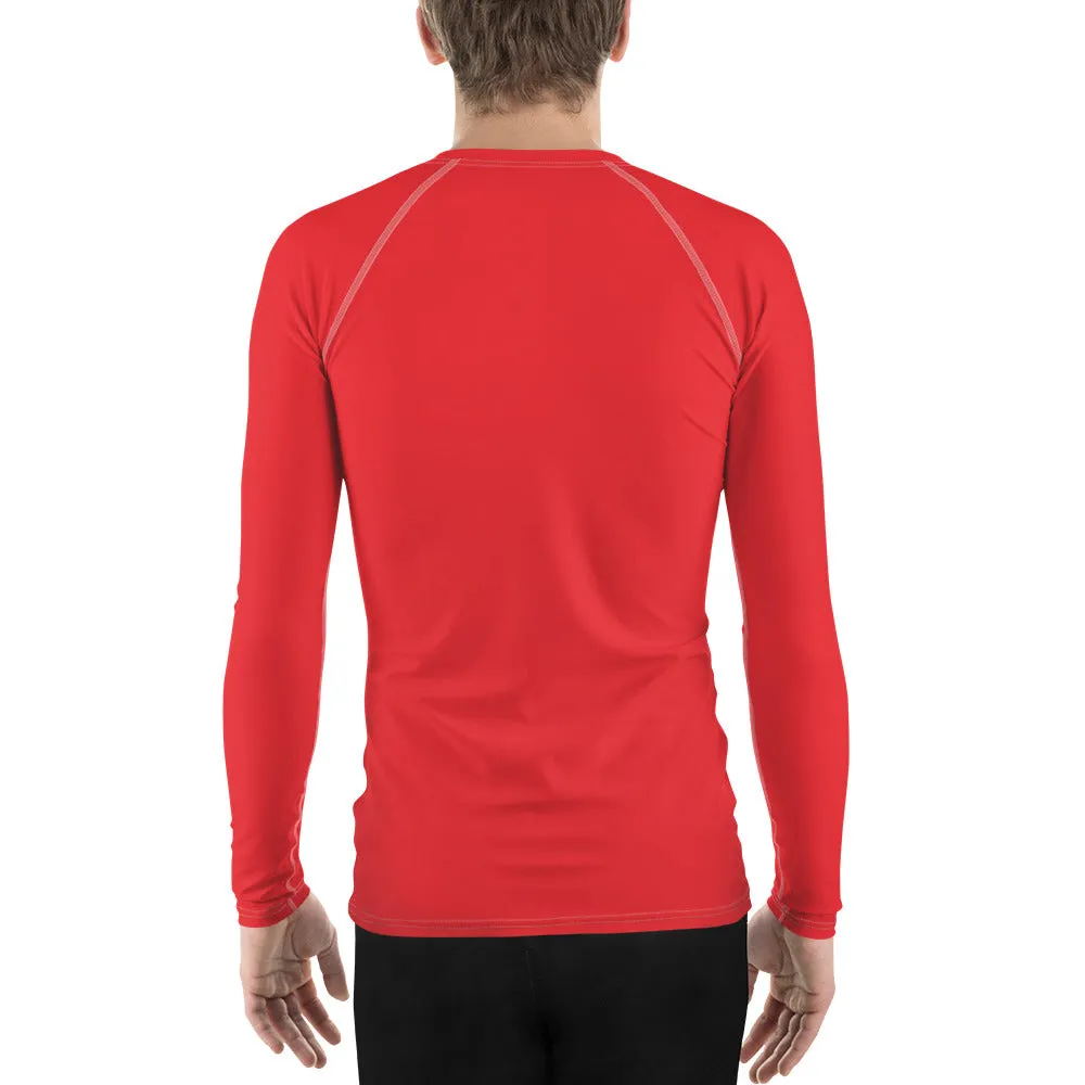 Everyday Essentials: Men's Solid Color Long Sleeve Rash Guard - Scarlet