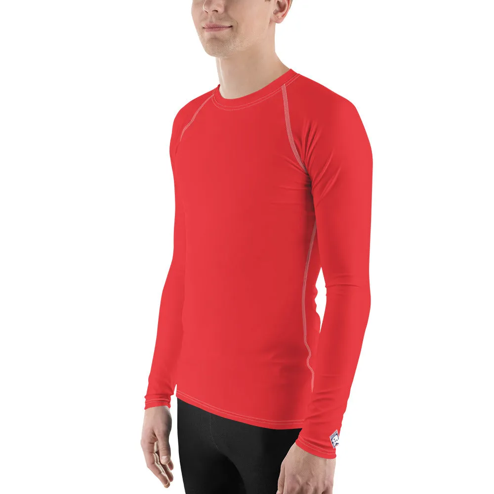 Everyday Essentials: Men's Solid Color Long Sleeve Rash Guard - Scarlet