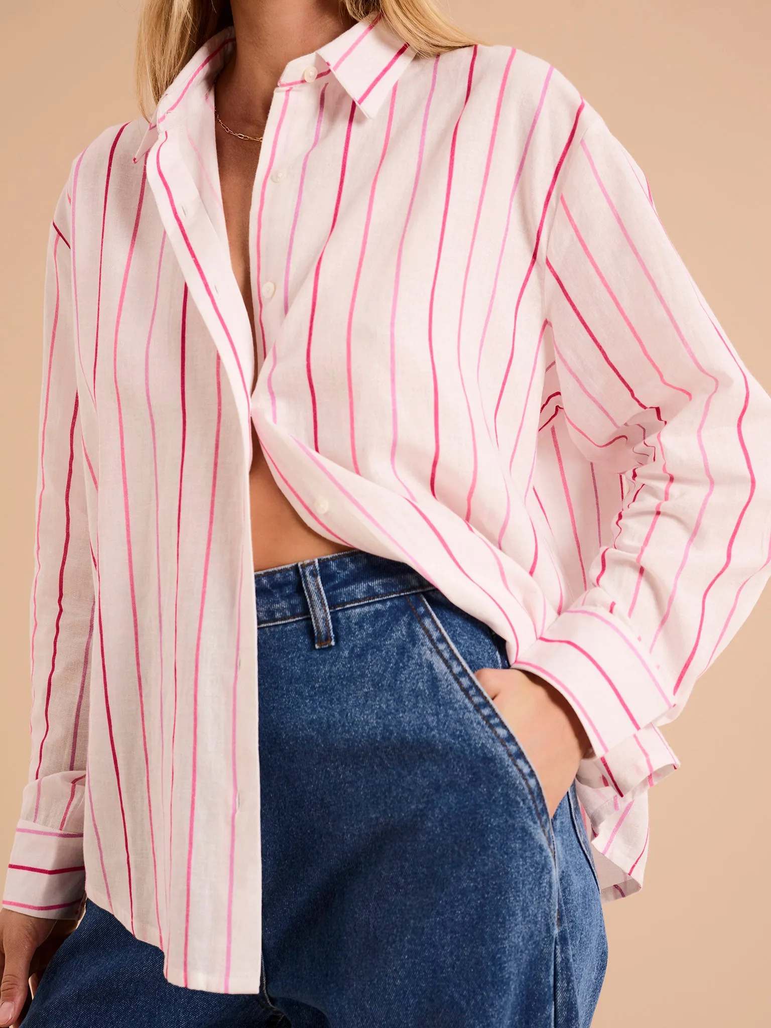 Evie Linen Stripe Oversized Shirt