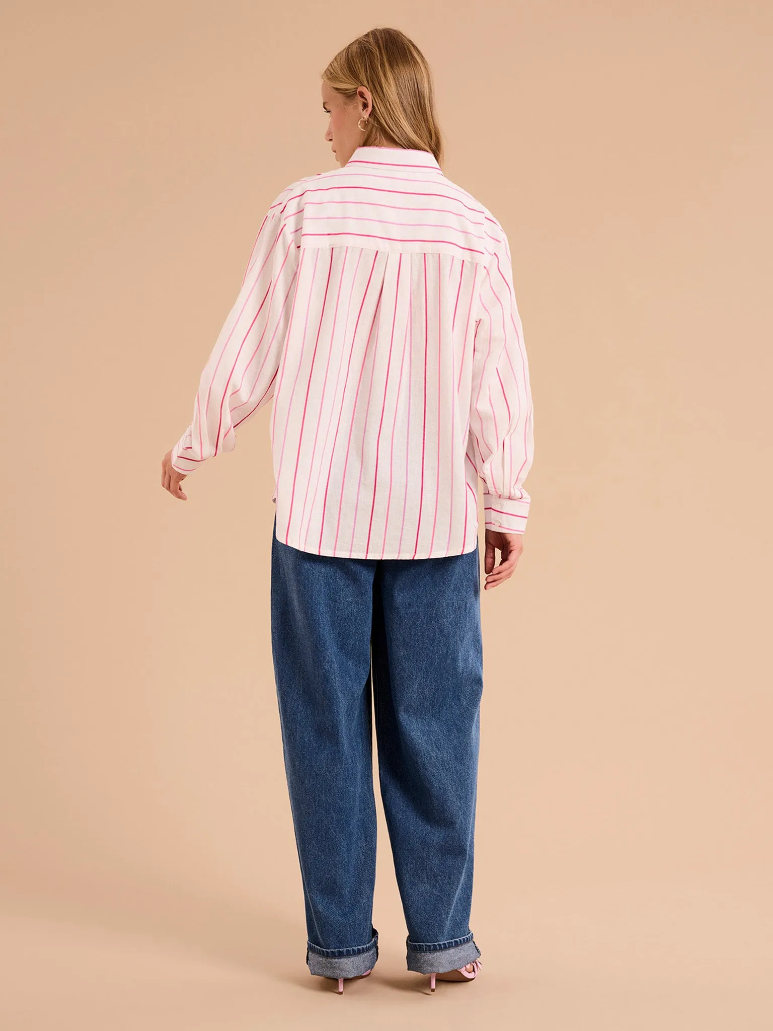 Evie Linen Stripe Oversized Shirt