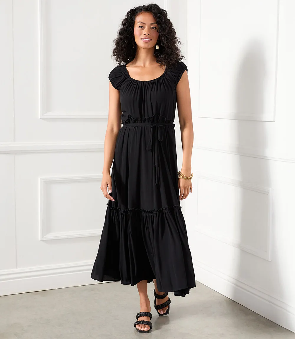 Extended Cap Sleeve Tiered Dress