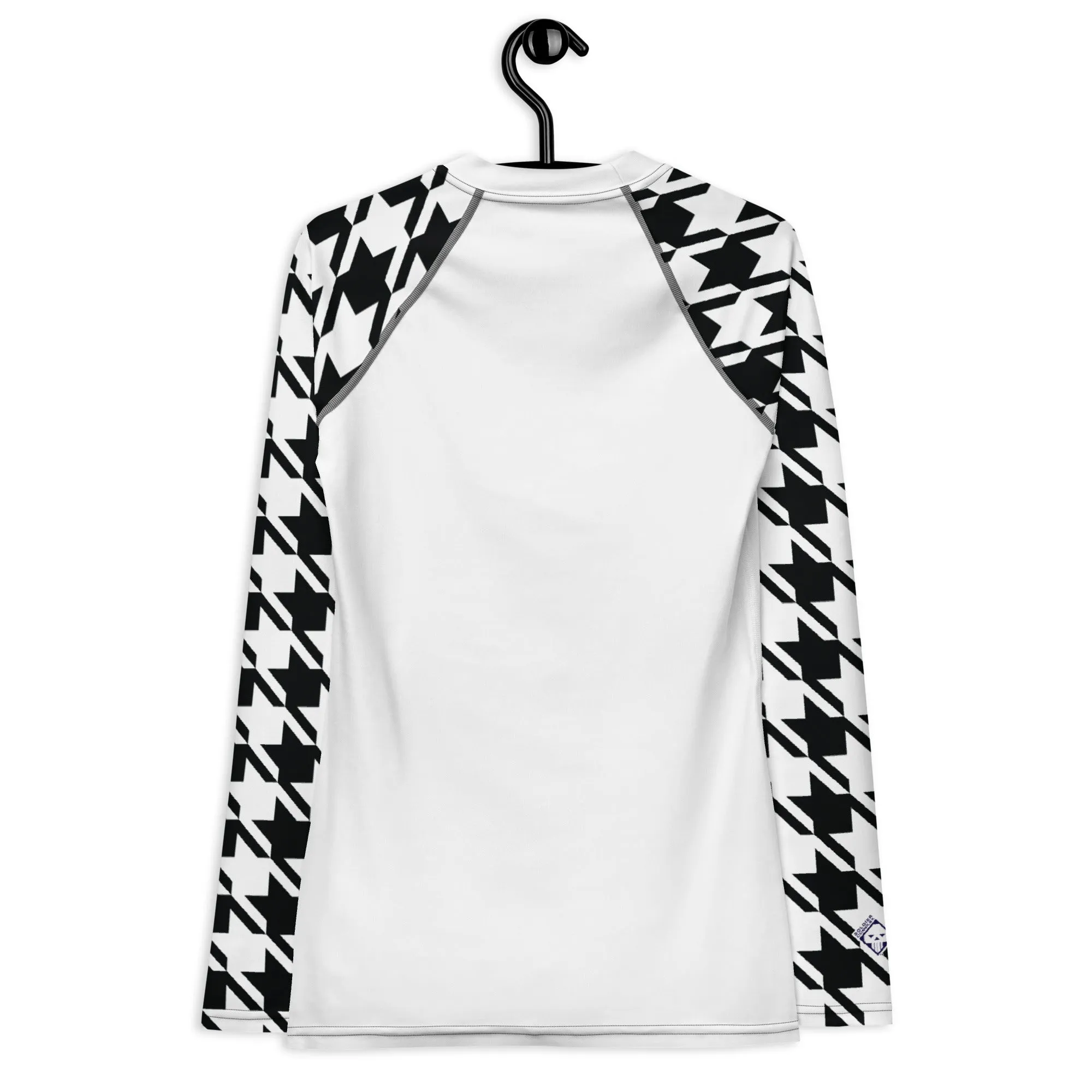 Fashion Meets Function: Women's Classic Jiu-Jitsu Houndstooth BJJ Rash Guard Blanc