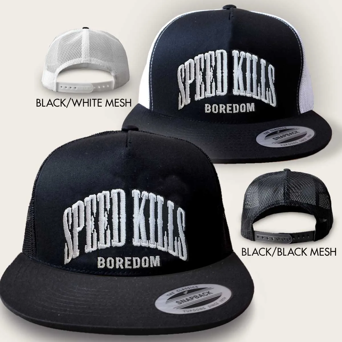 Flat Brim Racing Snapback Hat "Speed Kills"