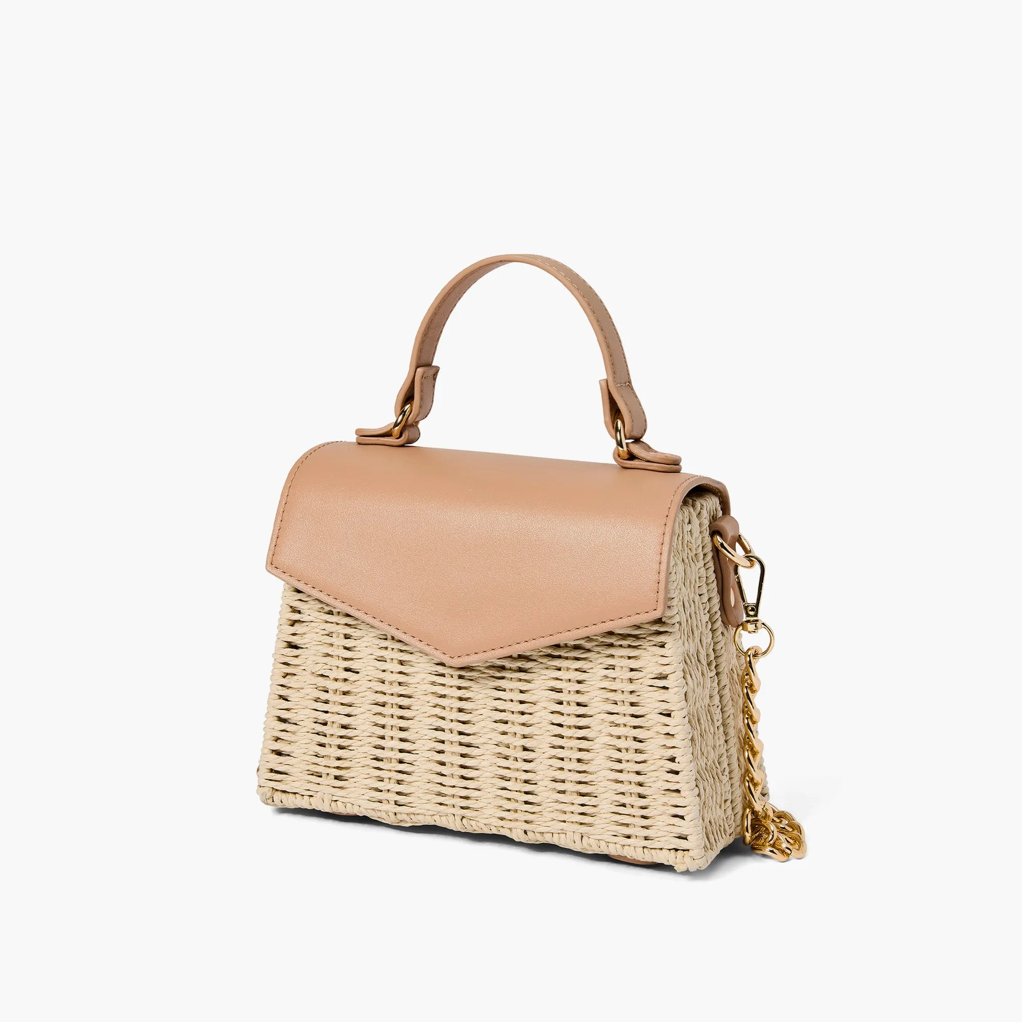 Florence Gold Chain Straw Crossbody Bag