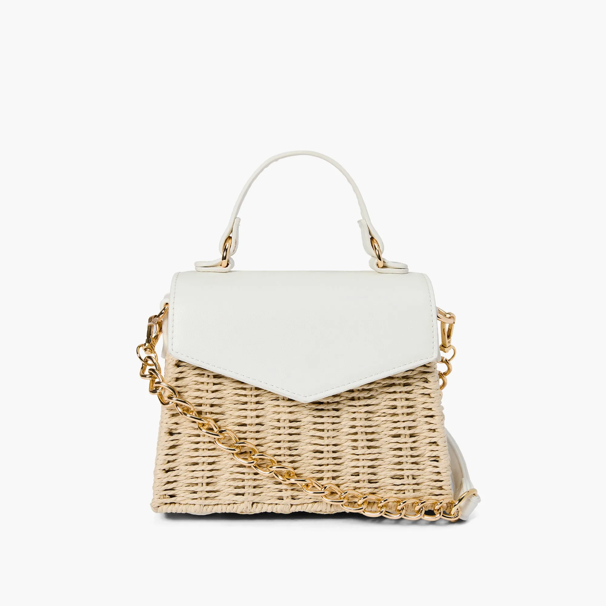 Florence Gold Chain Straw Crossbody Bag