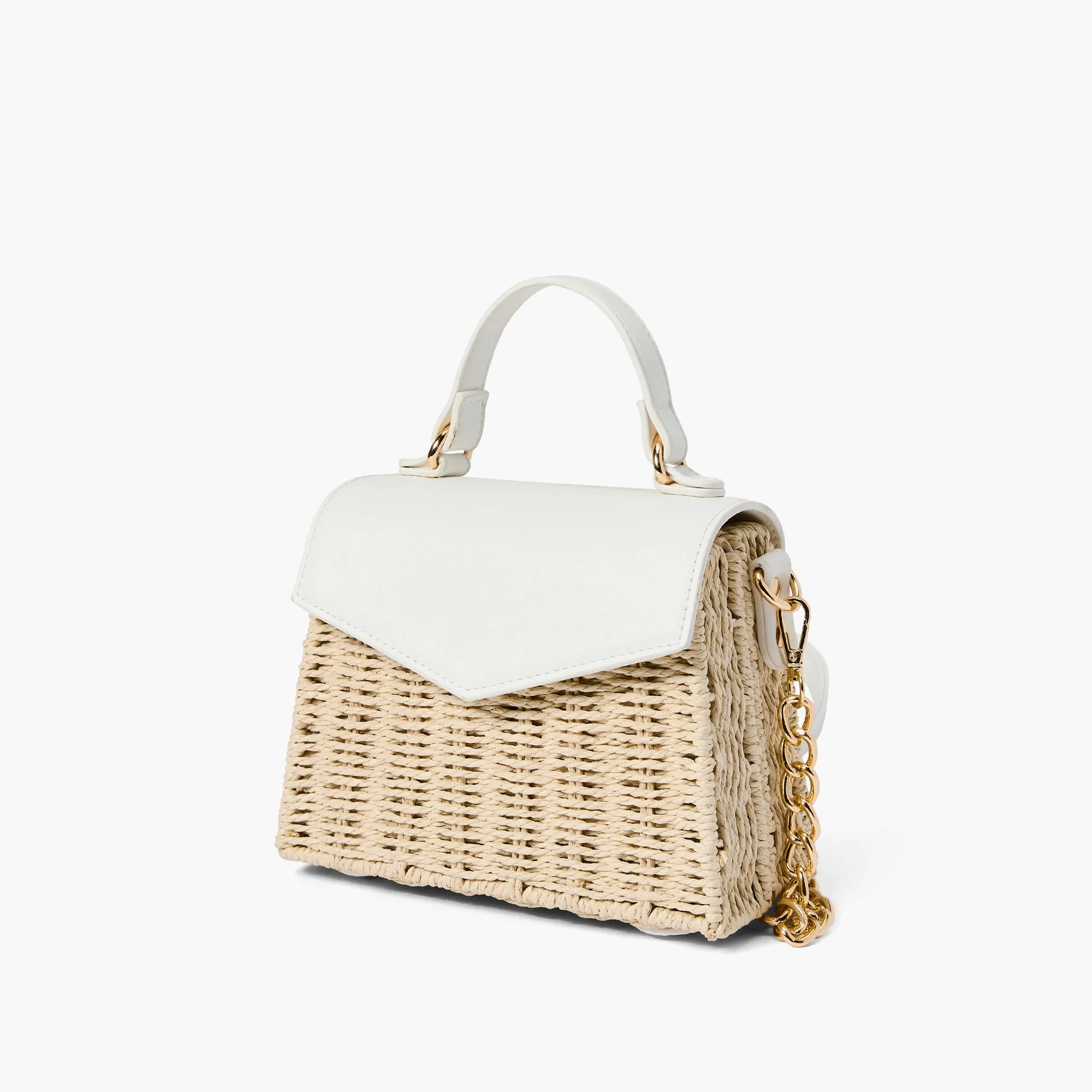 Florence Gold Chain Straw Crossbody Bag