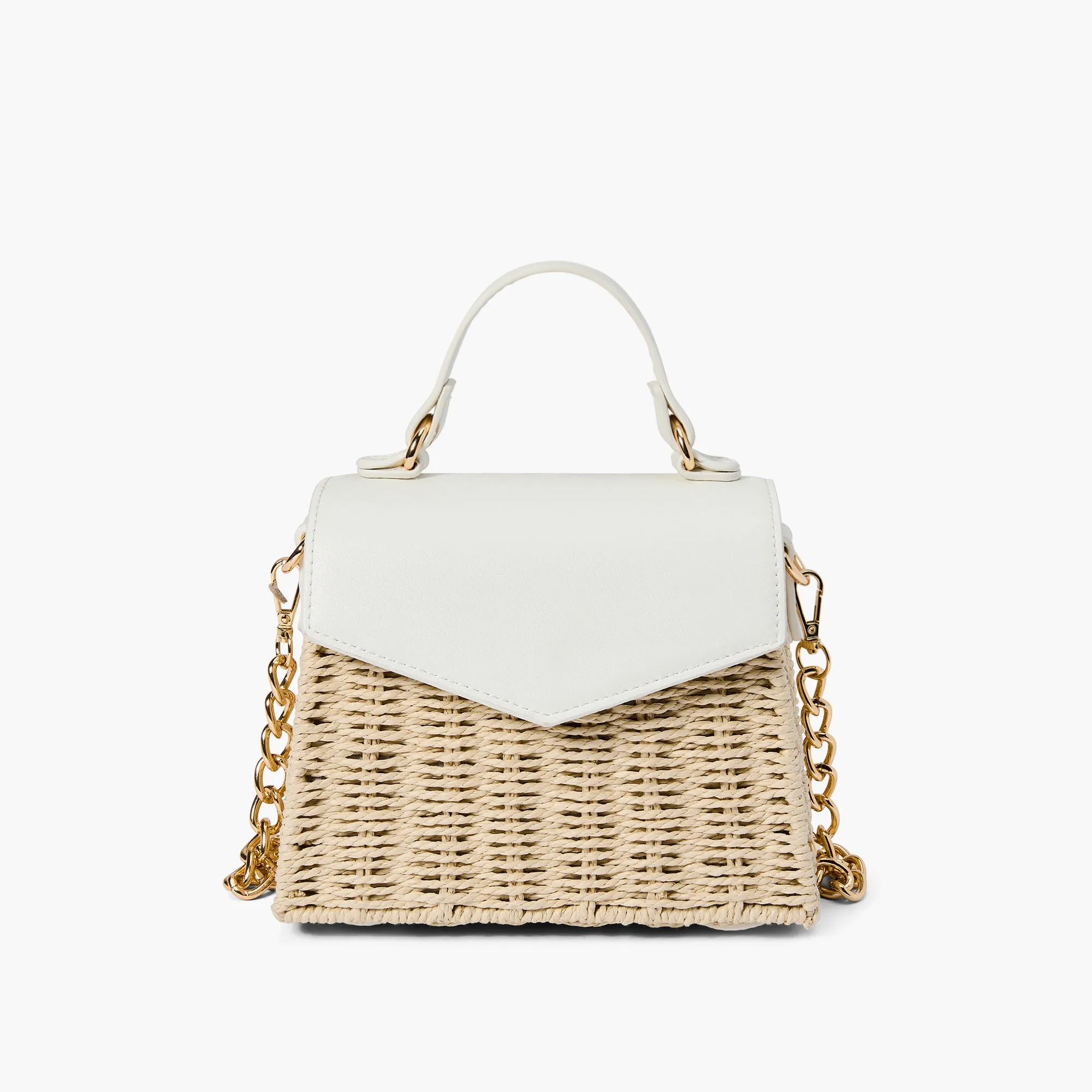 Florence Gold Chain Straw Crossbody Bag