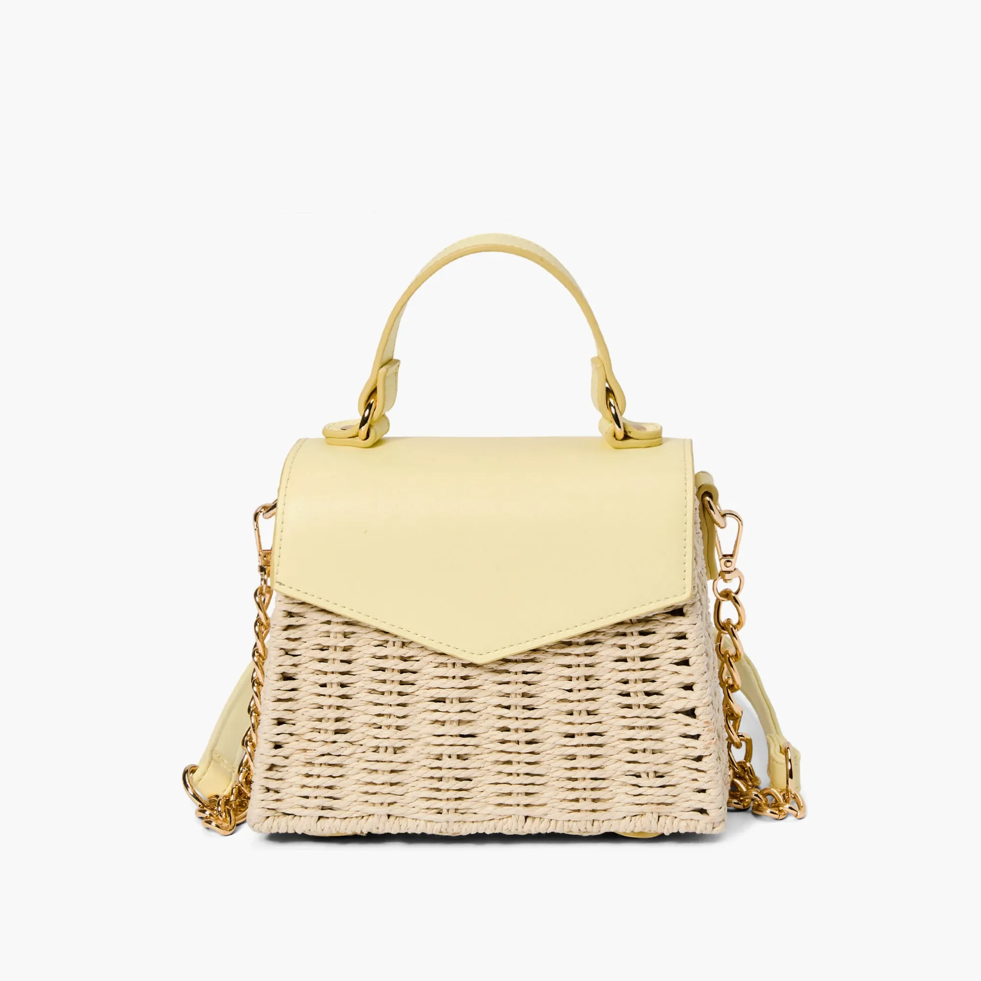 Florence Gold Chain Straw Crossbody Bag