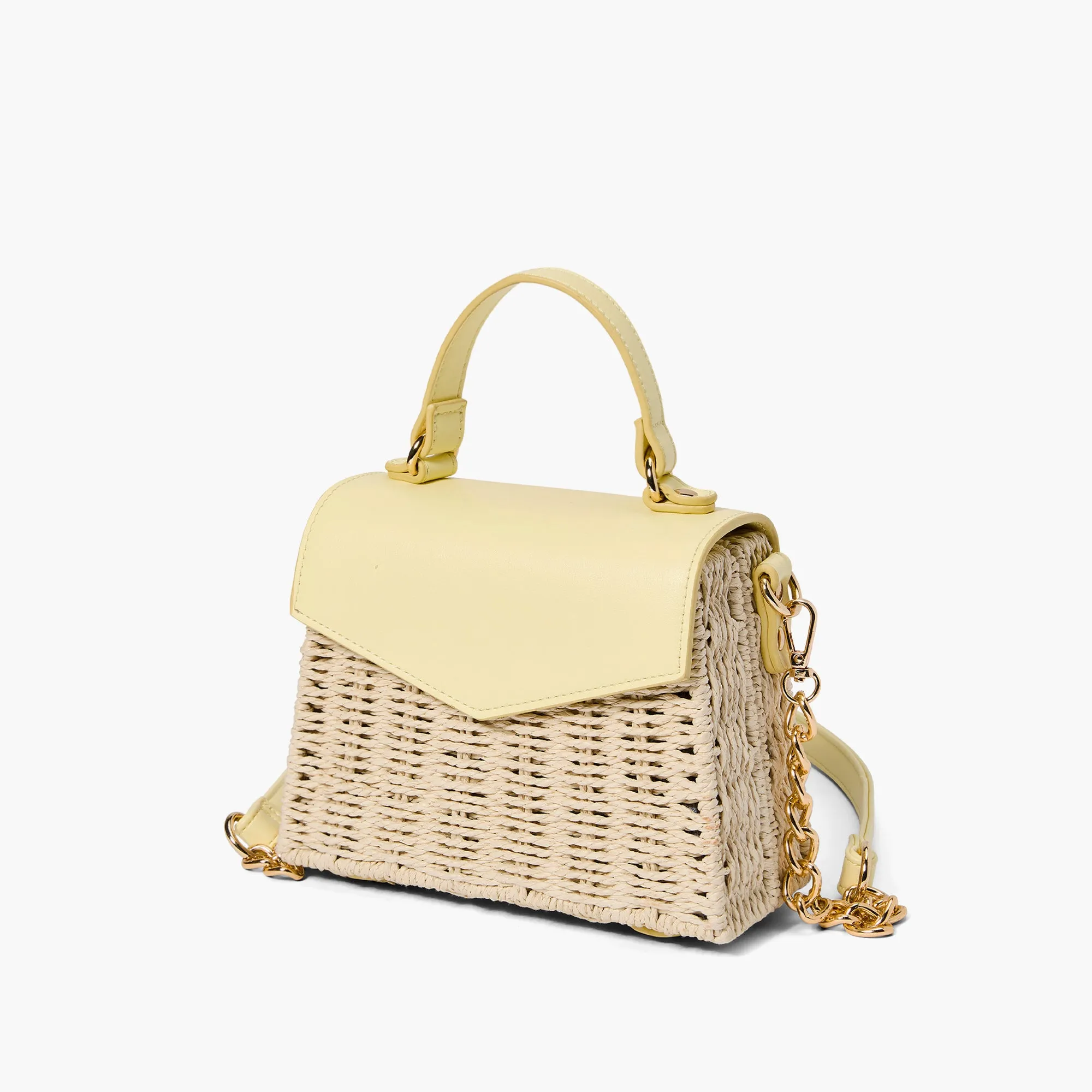 Florence Gold Chain Straw Crossbody Bag