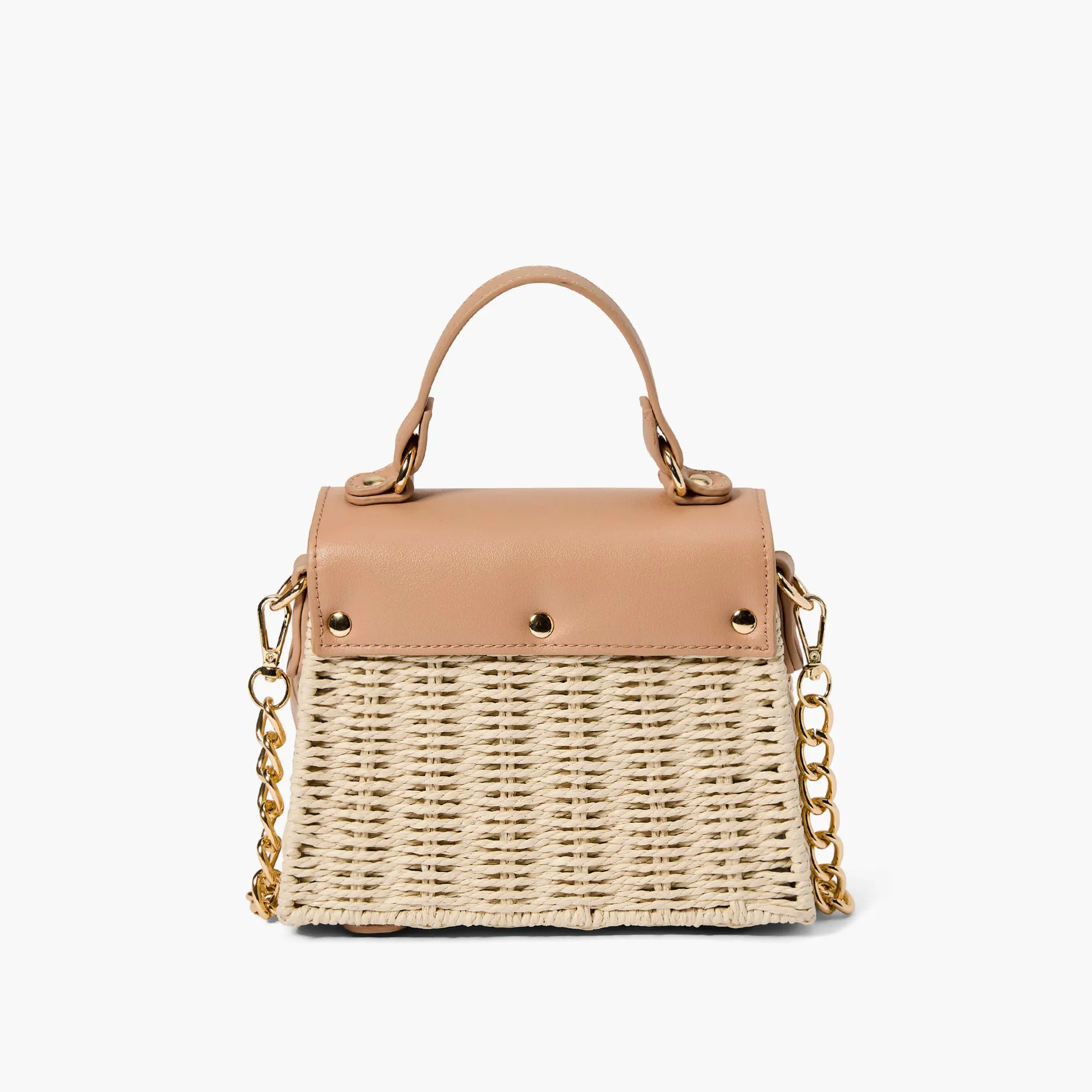 Florence Gold Chain Straw Crossbody Bag