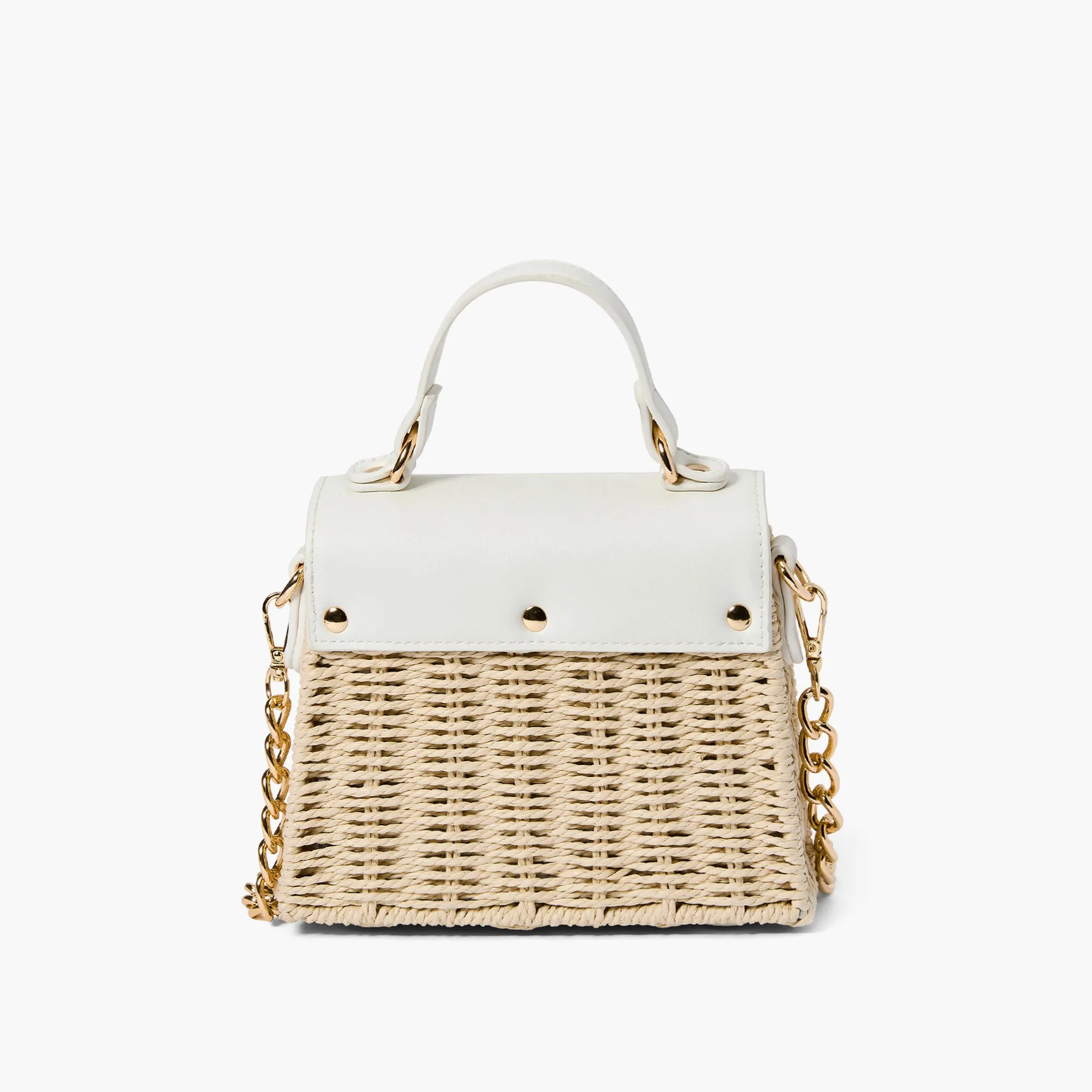 Florence Gold Chain Straw Crossbody Bag