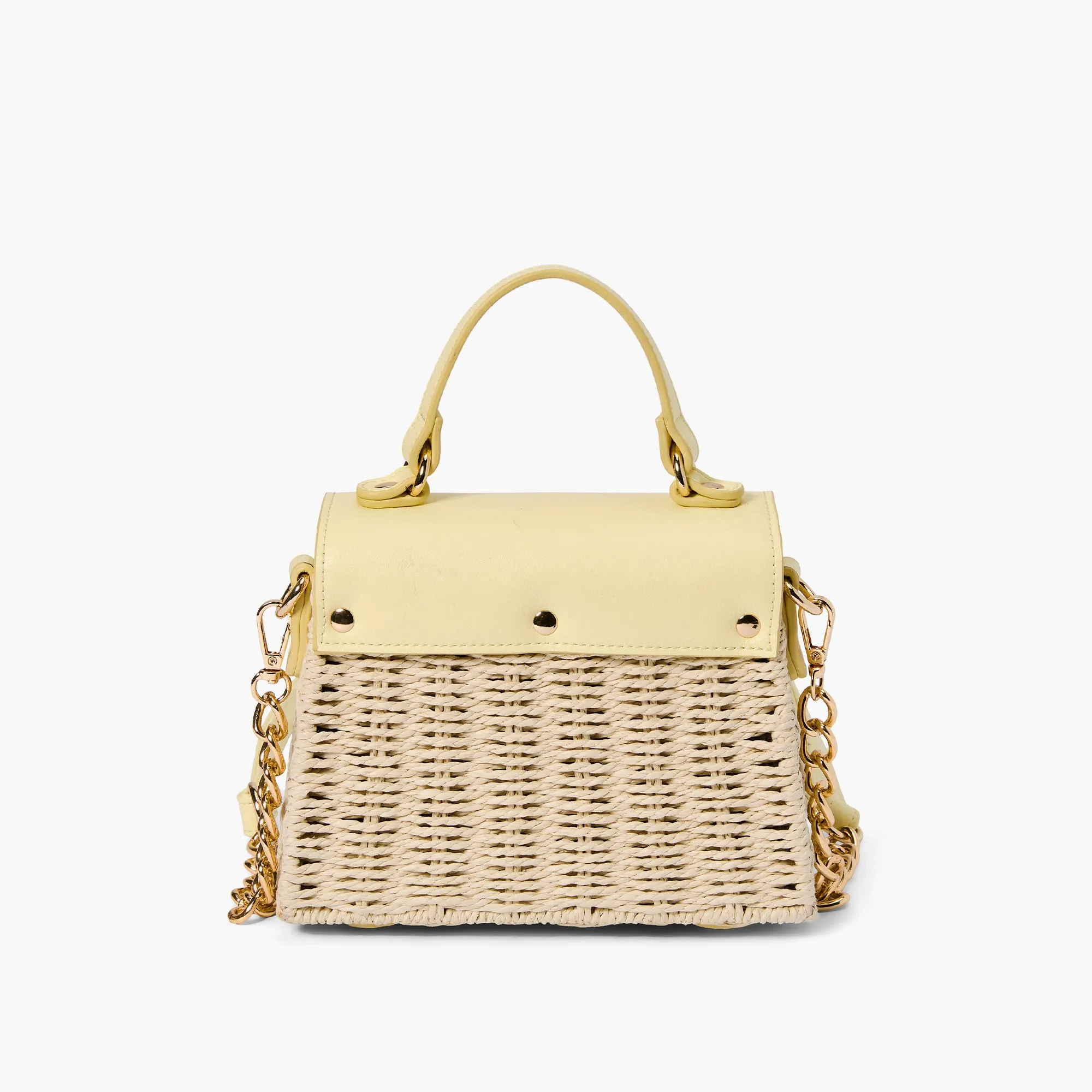 Florence Gold Chain Straw Crossbody Bag