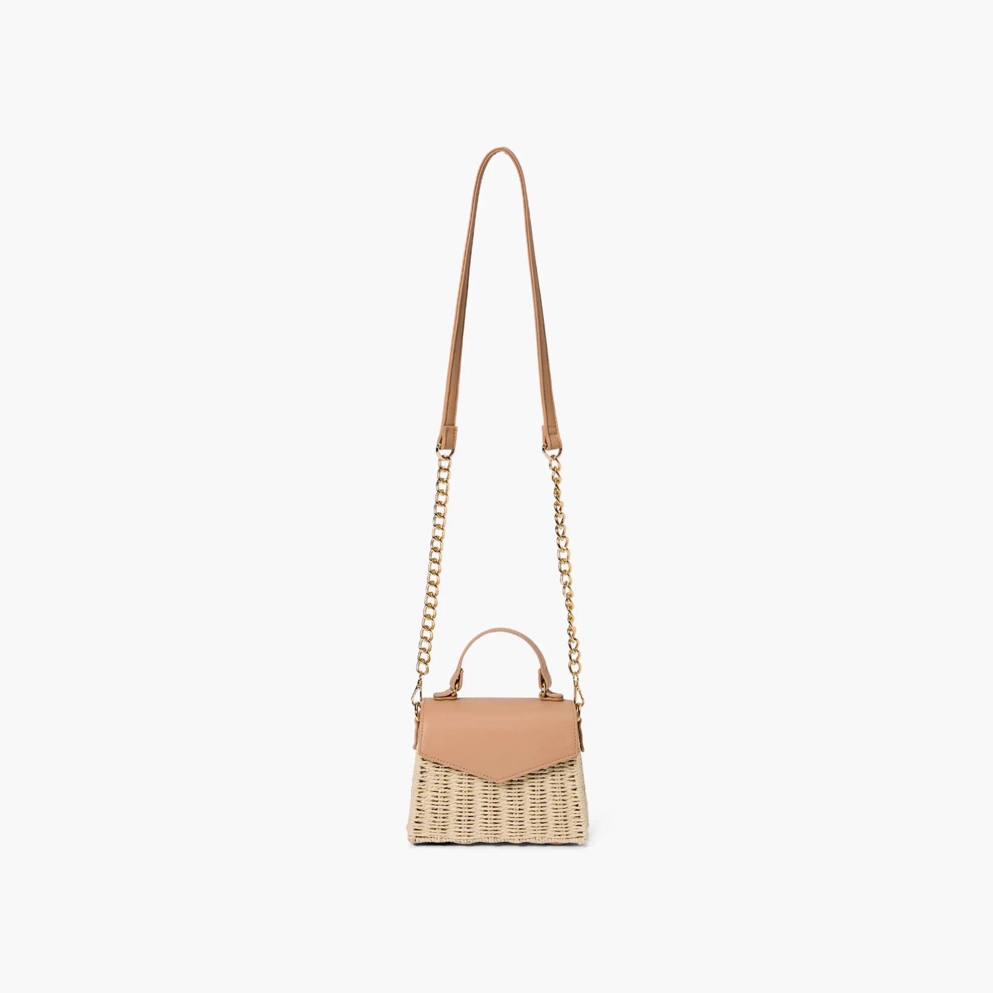 Florence Gold Chain Straw Crossbody Bag