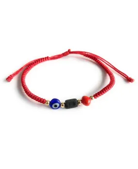 Genuine Jet Stone Azabache and Peony Seed Red String Powerful Bracelet