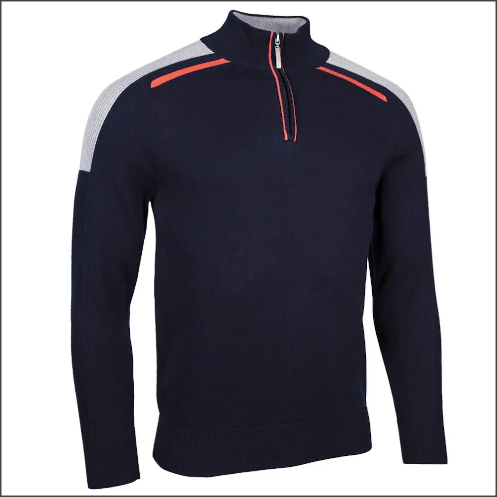 Glenmuir Mens Selkirk Zip Ribbed Sleeve Cotton Sweater.