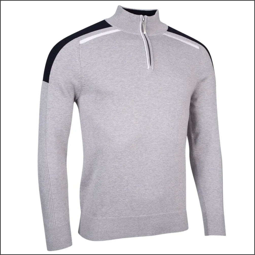 Glenmuir Mens Selkirk Zip Ribbed Sleeve Cotton Sweater.