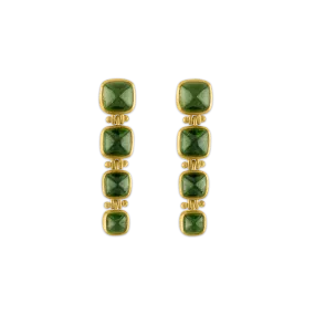 Green Tourmaline Quad Hinge Earrings